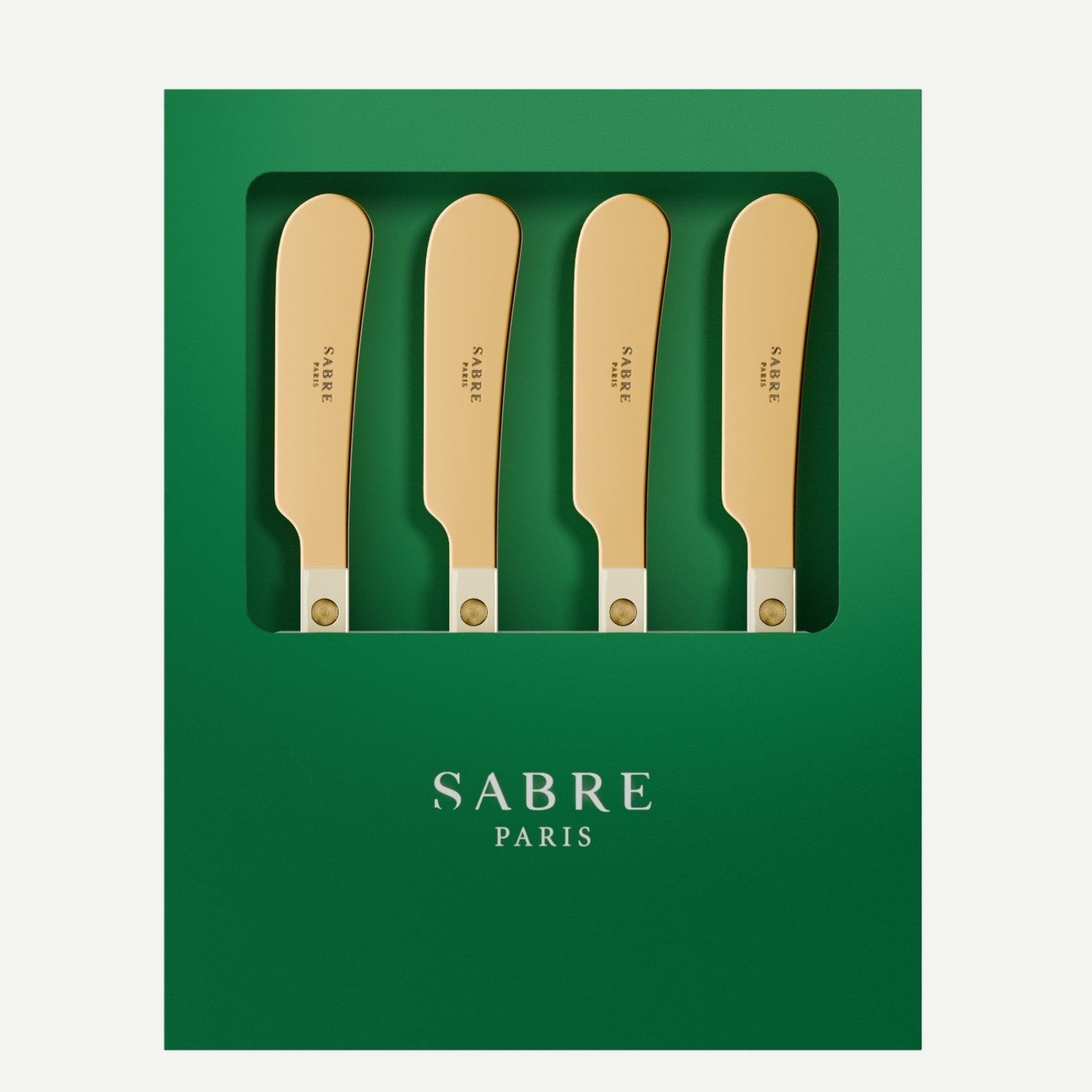 Bistrot Gold Solid, Ivory - Box of 4 butter spreaders