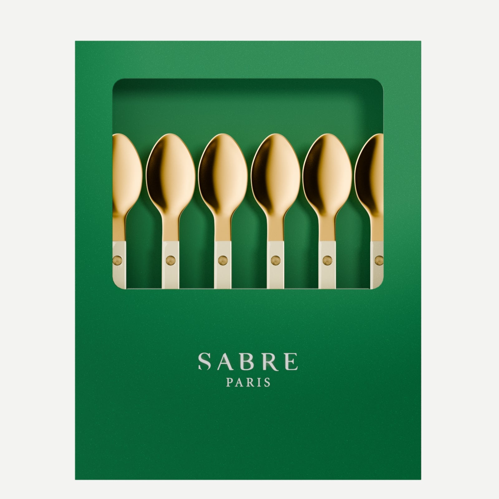 Cuillères à expresso Bistrot Gold Solid, Ivoire - Boîte de 6