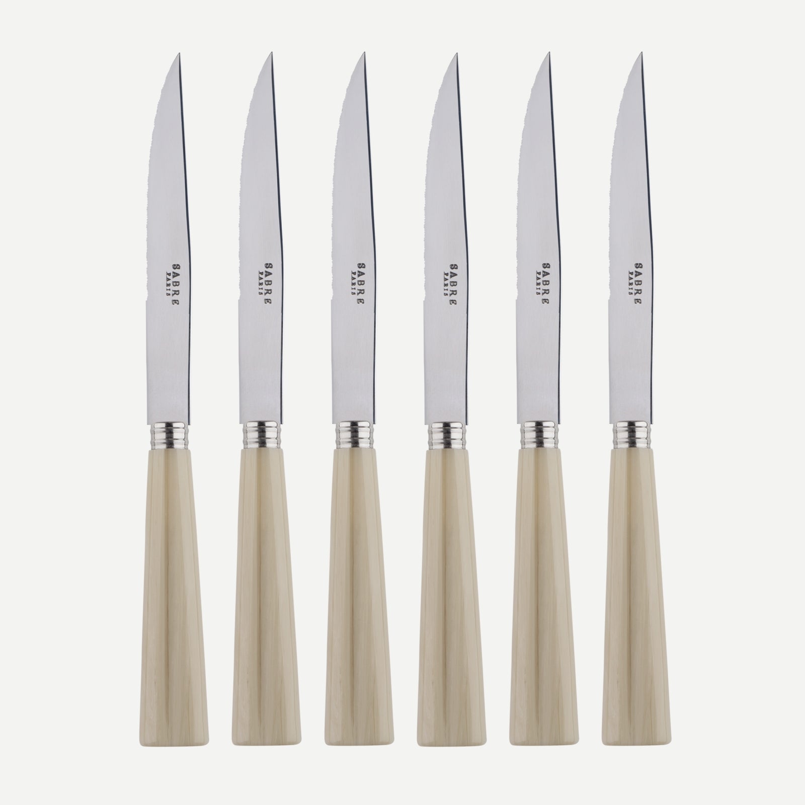 Set of 6 Steak Knives in Nature, Faux Horn