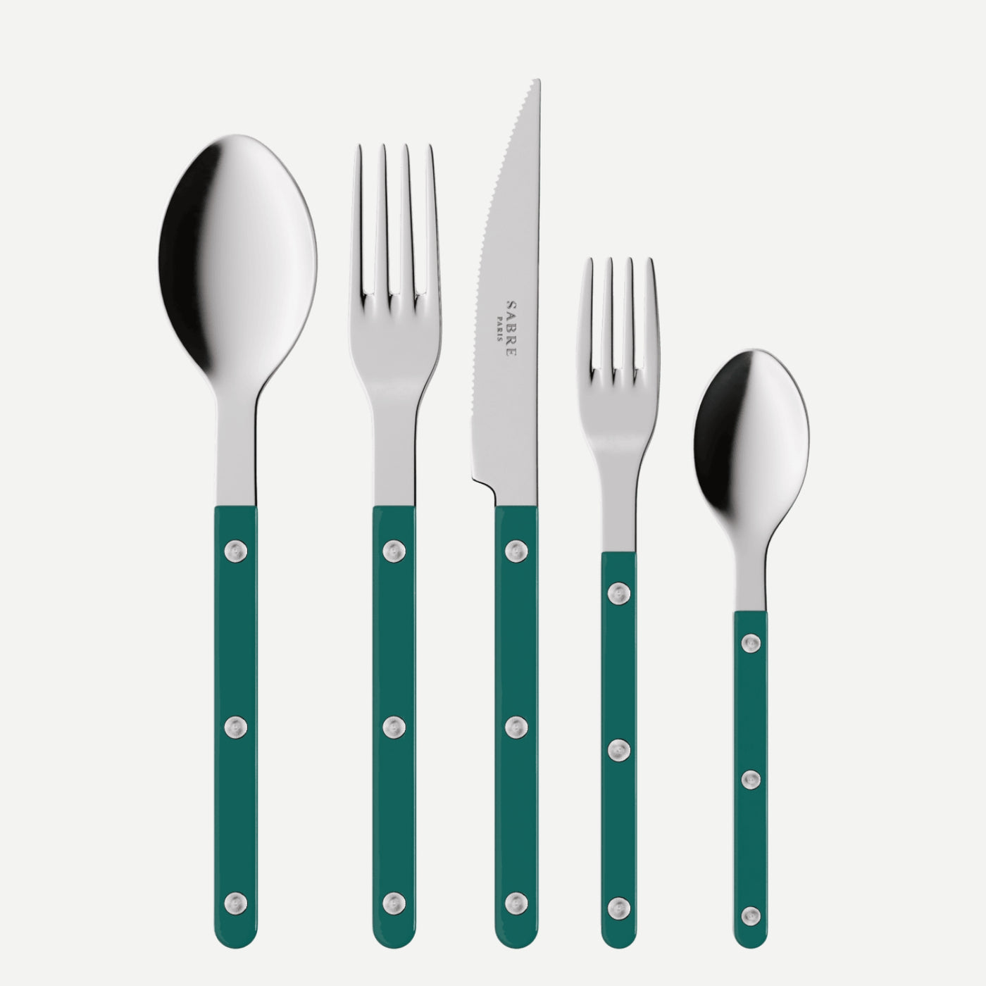 Bistrot Uni, Bleu canard - Set de 5 couverts de table