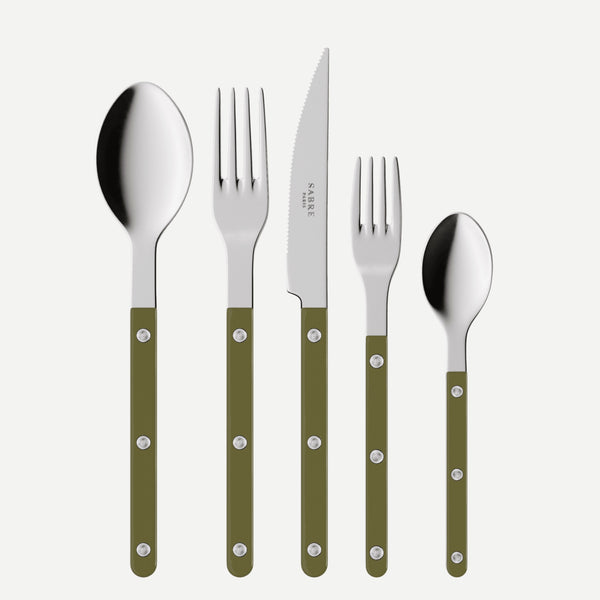 Bistrot Solid, Green fern - 5 pieces cutlery set - Sabre Paris Inc