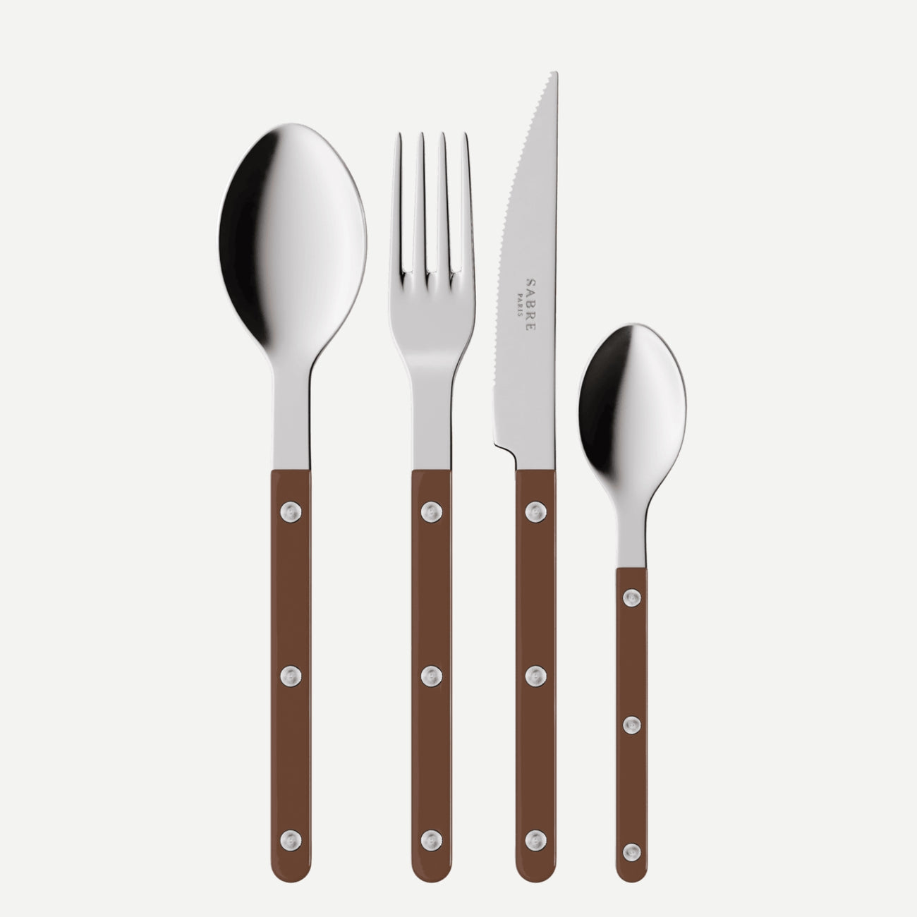 Bistrot Uni, Chocolat - Set Les Essentiels Bistrot - ensemble de 4 couverts de service main image 1