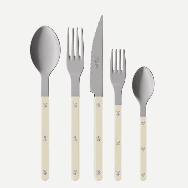 新品 MATIERES SABRE PARIS White カトラリーセット Bistrot Vintage Solid, Ivory - 5 pieces cutlery set - Sabre Paris Inc