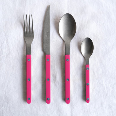 Bistrot Vintage Uni, Framboise - Set de 5 couverts de table
