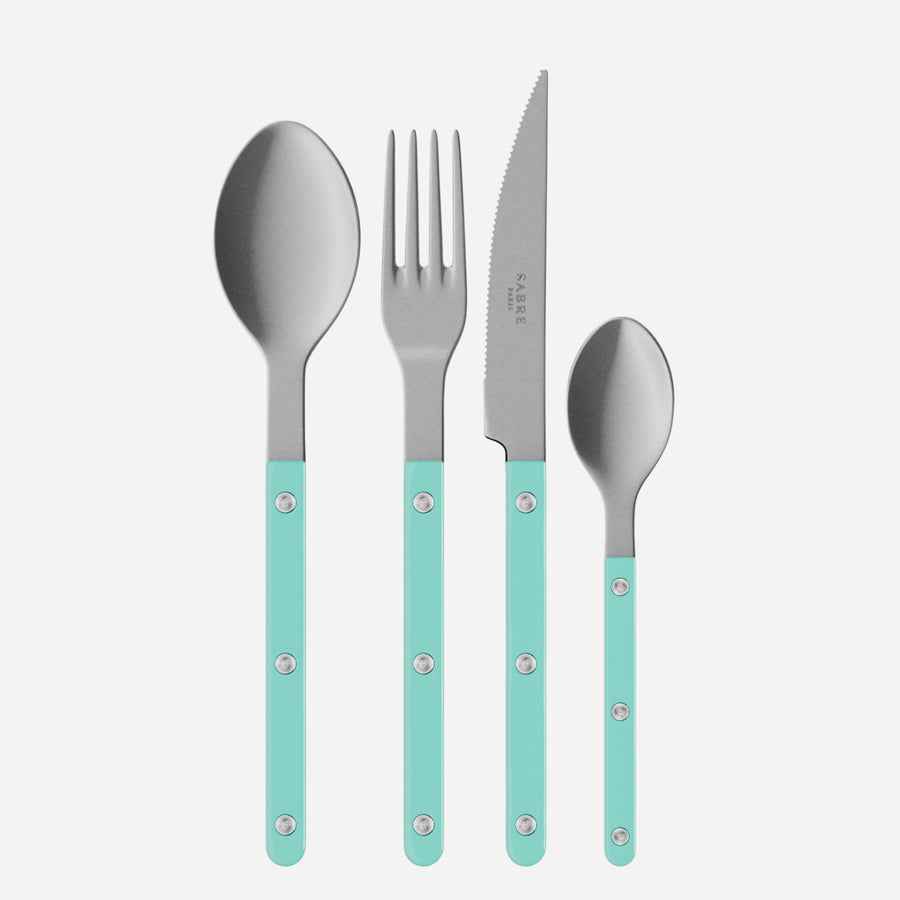 Bistrot Vintage Pearly, Turquoise - Set Les Essentiels Bistrot - ensemble de 4 couverts de service main image 1