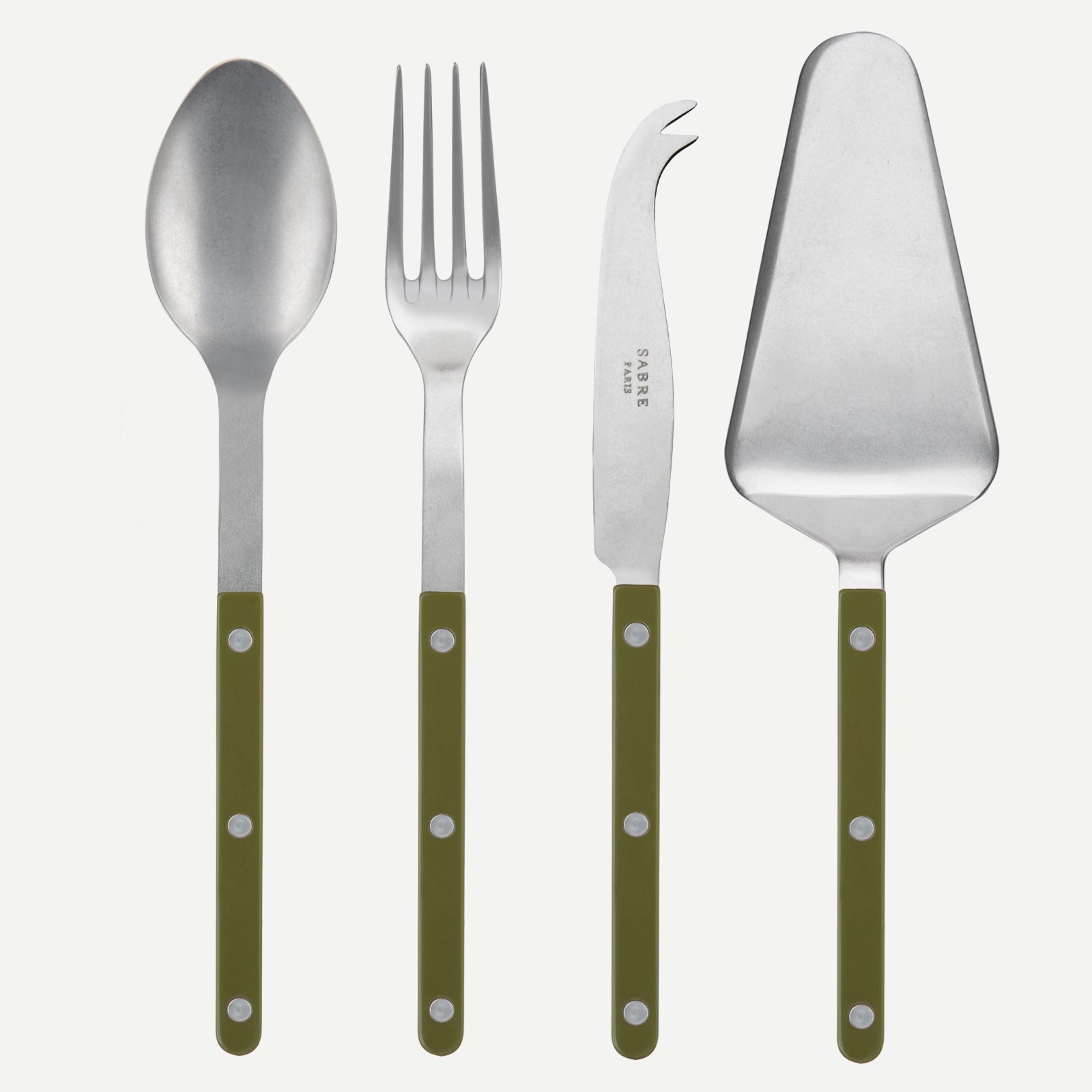 Bistrot Vintage Solid Set of 4 Must-Have Serving Set, Green fern