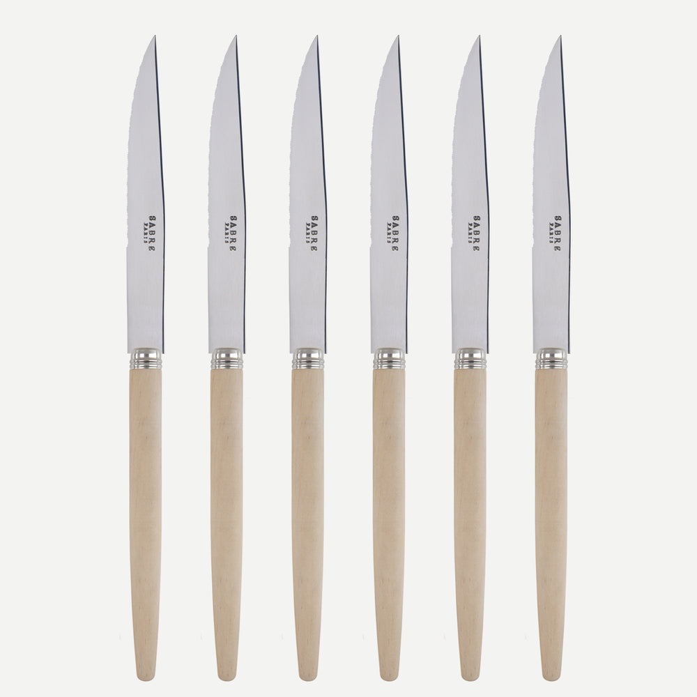 Laguiole Light Wood Steak Knives - Set of 6 - Browns Kitchen