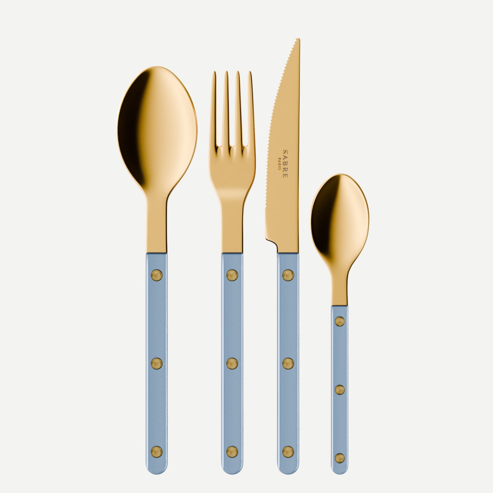 Bistrot Gold Pearly, Light blue - 4 pieces cutlery set