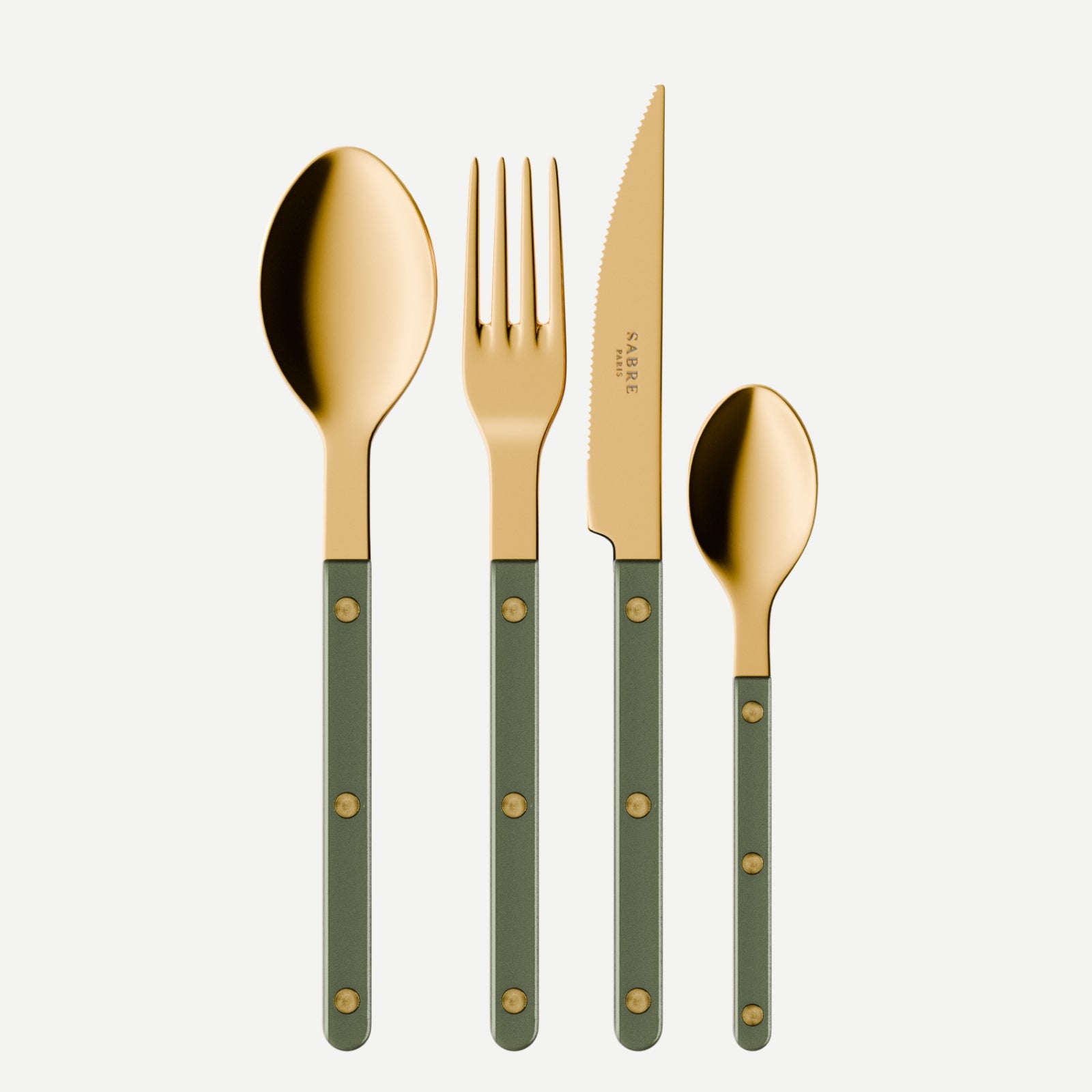 Bistrot Gold Pearly, Dark green - 4 pieces cutlery set