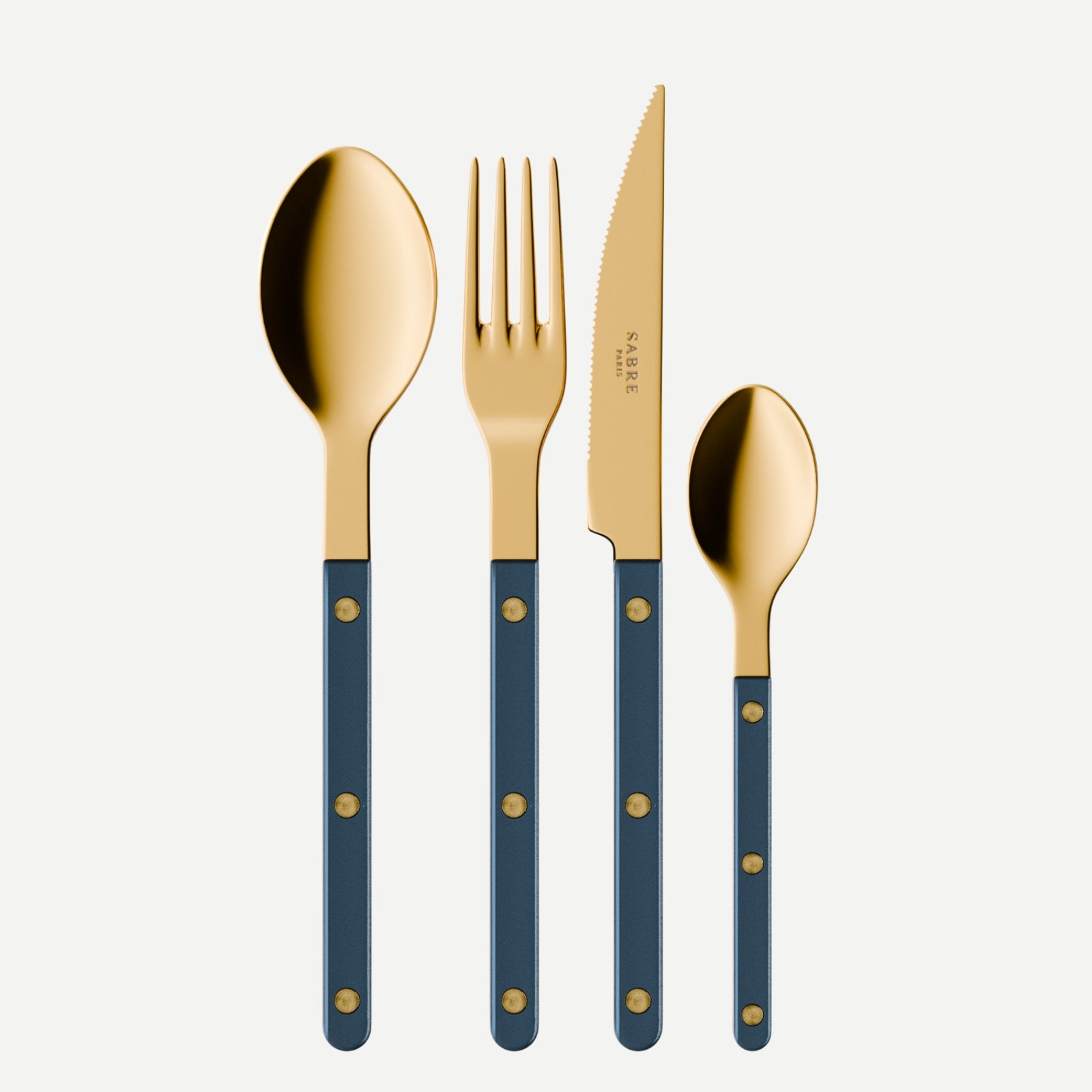 Bistrot Gold Pearly, Steel blue - 4 pieces cutlery set