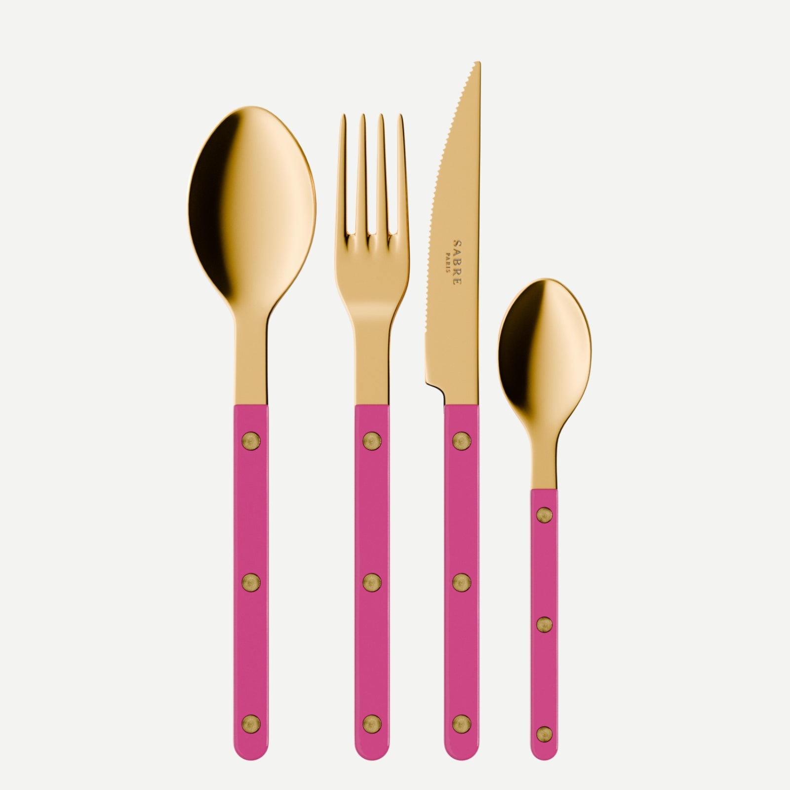 Bistrot Gold Solid, Raspberry - 4 pieces cutlery set