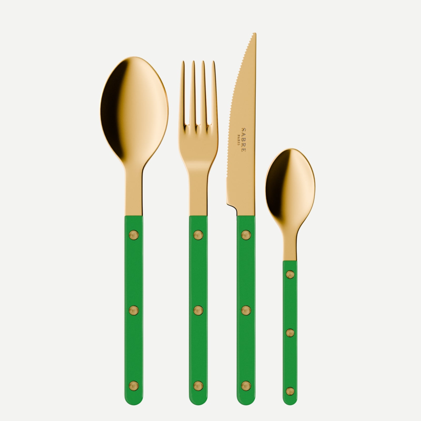 Bistrot Gold Solid, Garden green - 4 pieces cutlery set