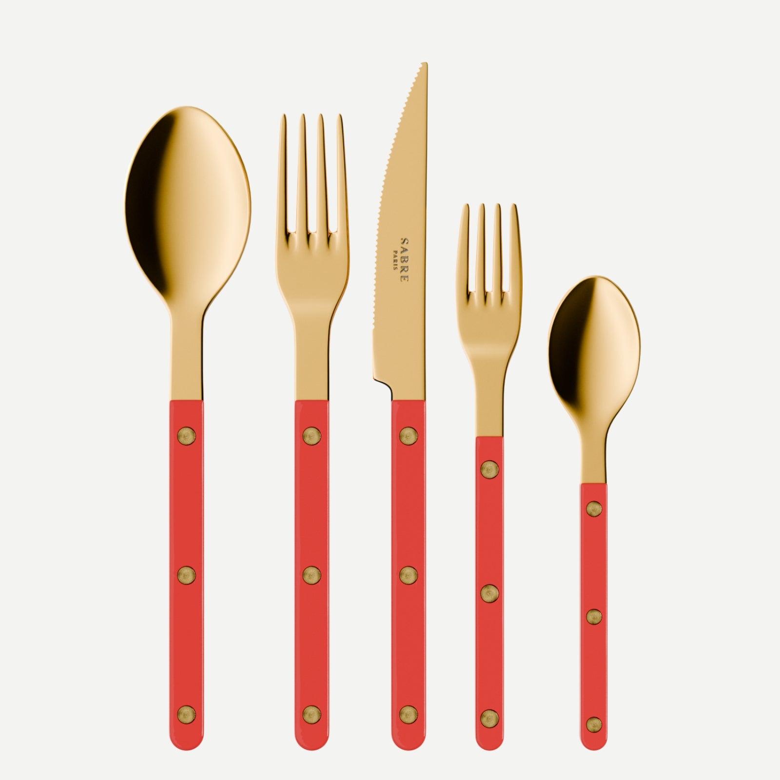 Bistrot Gold Solid, Red - 20 pieces cutlery set