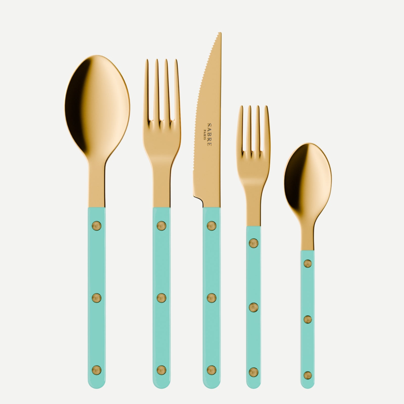 Bistrot Gold Solid, Turquoise - 20 pieces cutlery set
