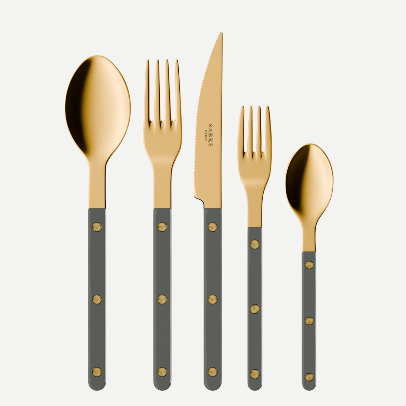 Bistrot Gold Solid, Dark grey - 20 pieces cutlery set